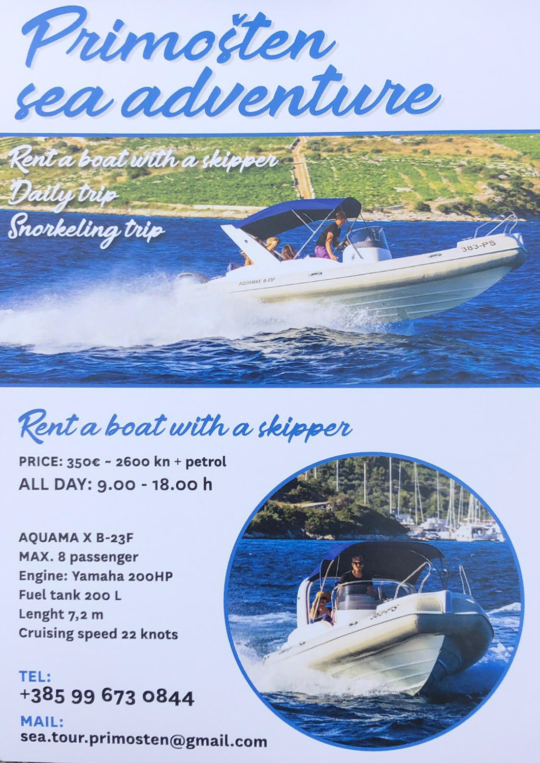 RENT A BOAT PRIMOŠTEN: Day trip island hopping – Snorkeling trip – Rent ...