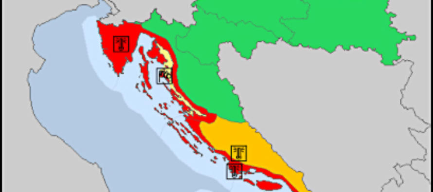 METEOALARM: Upaljen crveni alarm za cijelu obalu